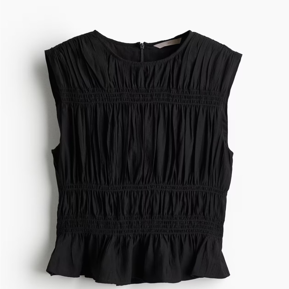 H&M black smocked top NWT